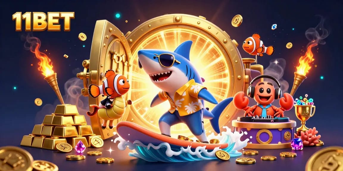 Experience the thrill of winning with 11BET's vibrant underwater casino scene.
