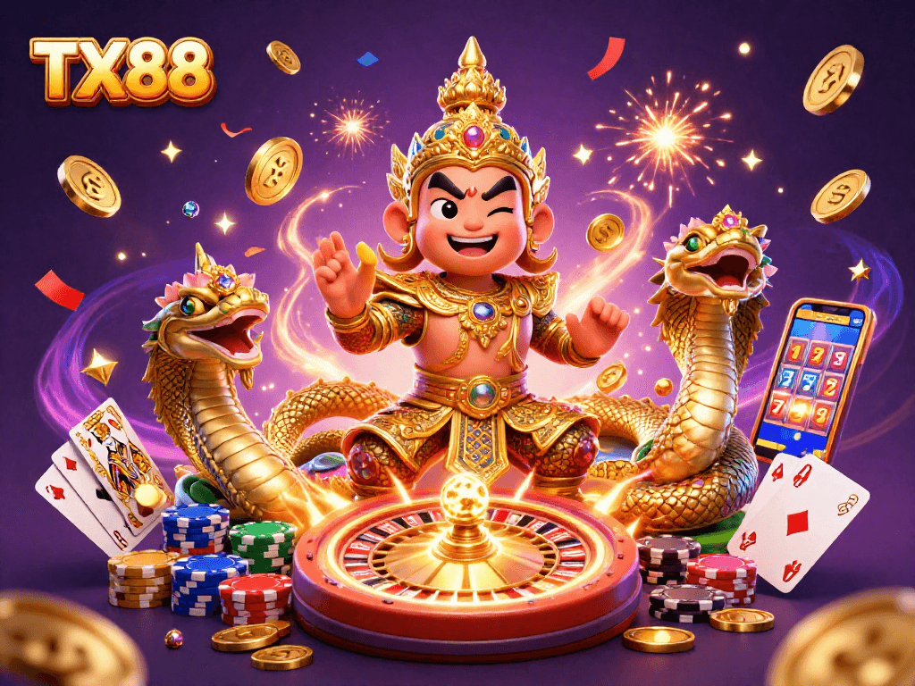 Experience the excitement of TX88 with vibrant casino action, featuring magical guardians and treasure.