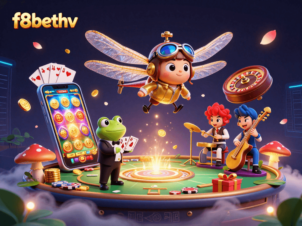 Engage with f8bethv's vibrant casino scene featuring dynamic games and animated characters.