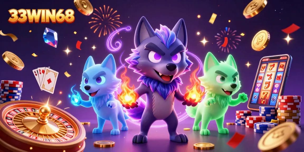 Win big with 33WIN68 at a vibrant online casino showcasing thrilling 3D gaming elements.
