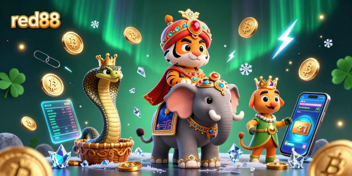 Experience the thrill of winning with red88 at this vibrant, luxurious casino-themed illustration featuring exotic characters and elements.