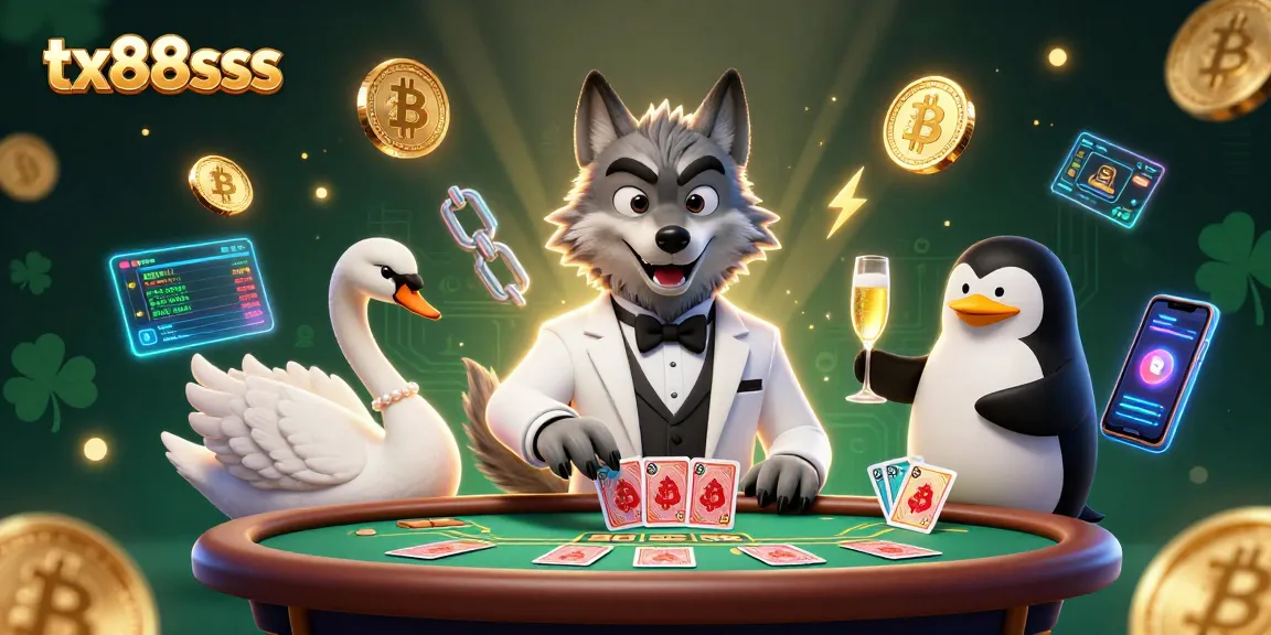 Experience exhilarating gaming with tx88sss at a baccarat table, featuring iconic characters in a vibrant casino scene.