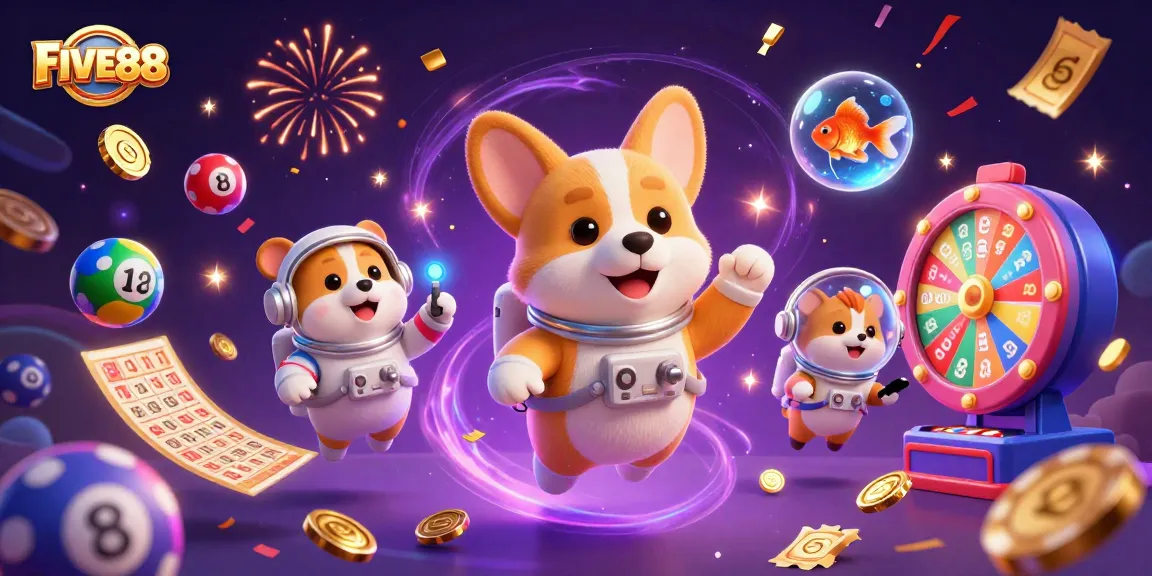 Engage in FIVE88’s exciting space-themed gaming with playful characters and dynamic casino elements.