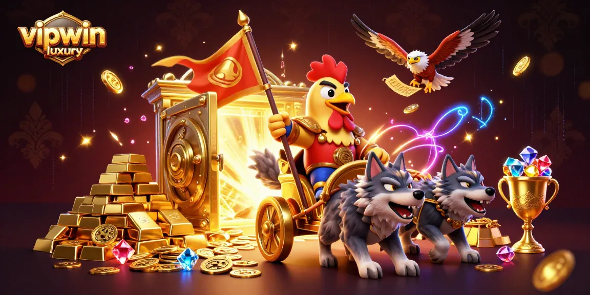 Win big with vipwin luxury in this vibrant 3D casino adventure illustration.