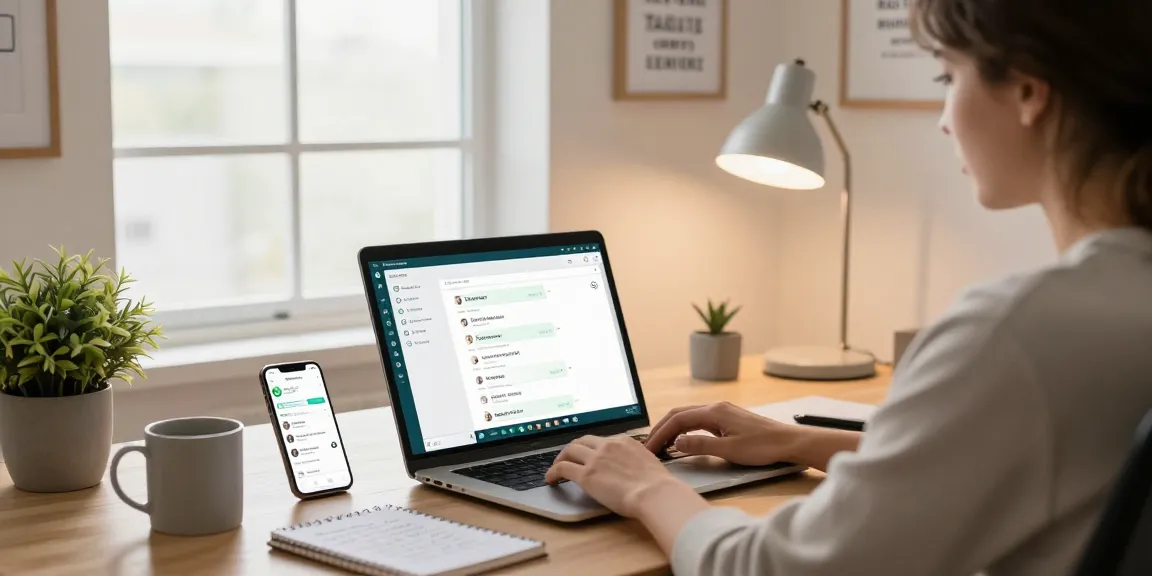 Effective communication using WhatsApp電腦版 in a stylish modern home office setup.