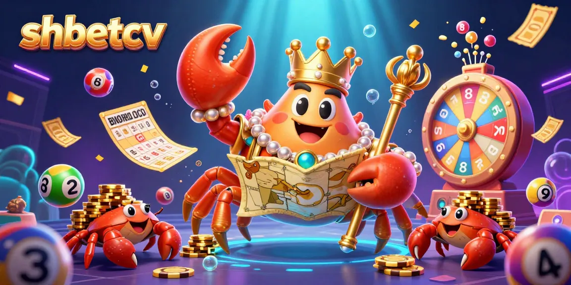 Experience the excitement of shbetcv with a vibrant 3D casino scene featuring a golden crab emperor amidst lively game elements.