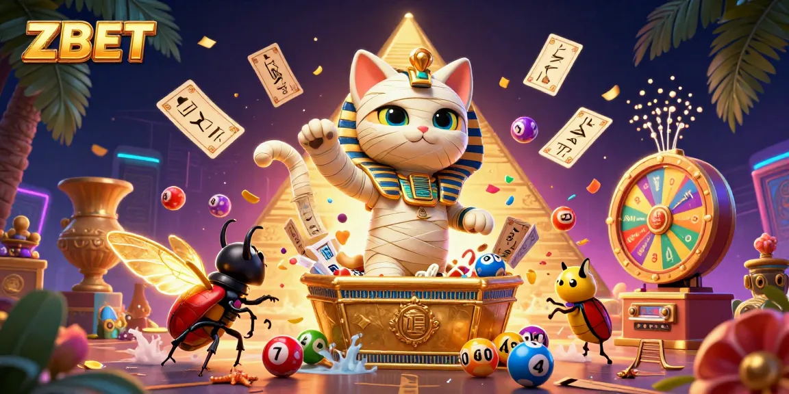 ZBET brings an exciting casino adventure to life with lively 3D mummy cat and eclectic gaming elements.