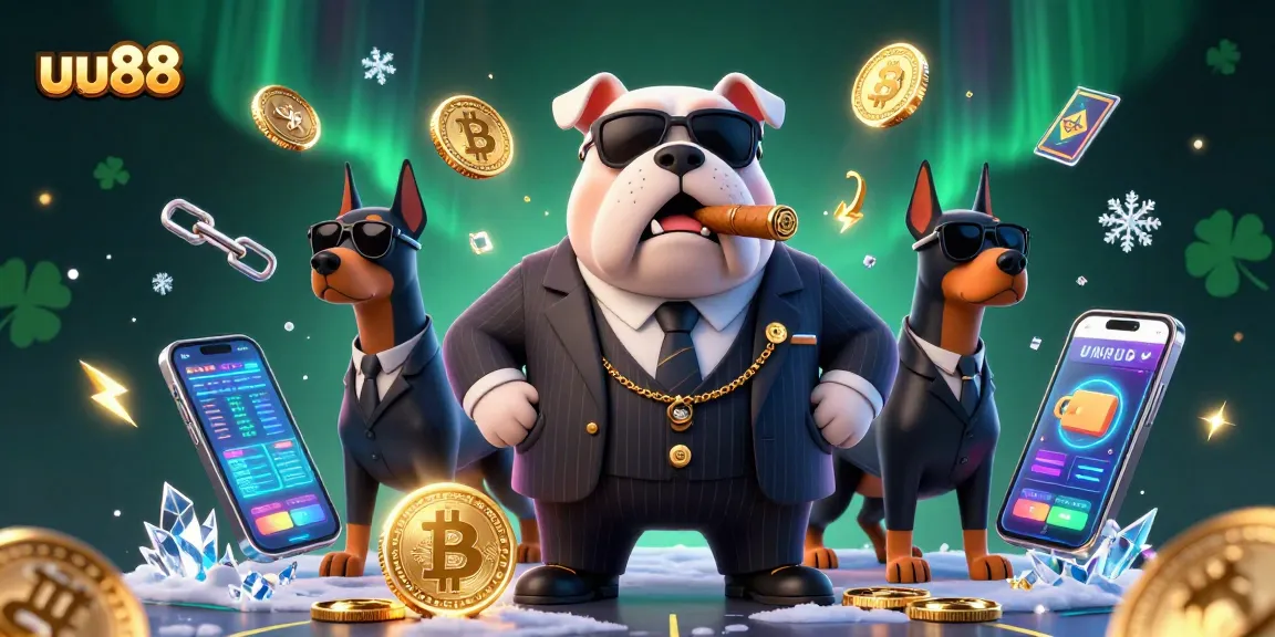 Experience thrilling gameplay at uu88 with a 3D illustration featuring a charismatic mafia bulldog.