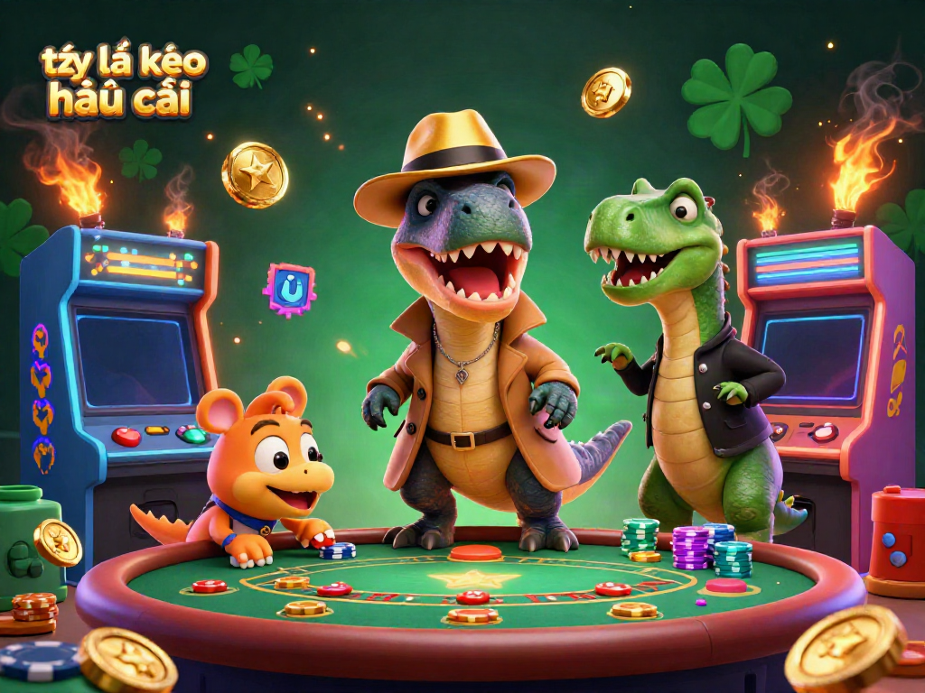 Experience thrilling bets with tỷ lệ kèo nhà cái in a vibrant casino scene featuring dynamic cartoon characters.