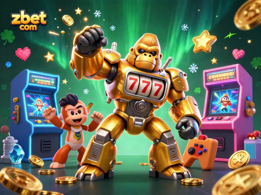 Experience thrilling gameplay with zbet com in this vibrant 3D casino illustration showcasing unique gaming elements.
