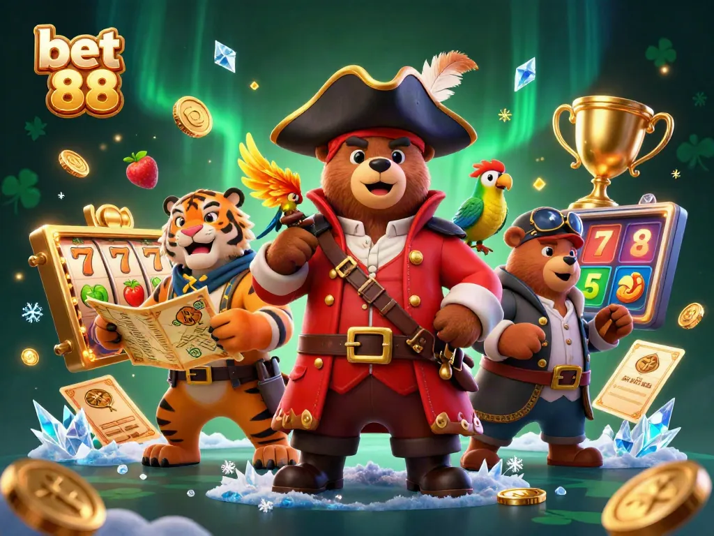 Engage with bet 88 through thrilling slots and unique gaming experiences vividly illustrated.