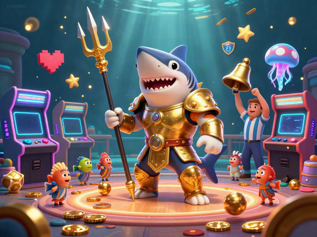 Experience thrilling wins at uu88sh with a tiger shark in gladiator armor in this vibrant casino scene.