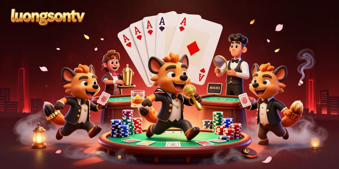 luongsontv features a vibrant 3D casino scene celebrating live sports betting excitement and camaraderie