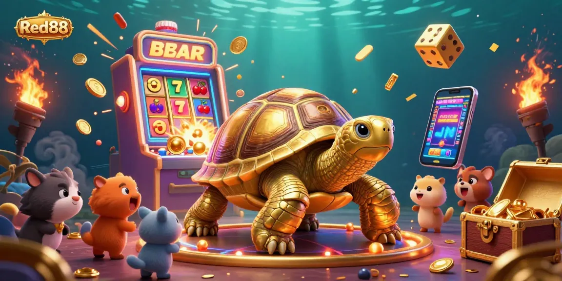 Jackpot thrill awaits at Red88—join vibrant games with golden tortoise, slot explosion, and treasure!
