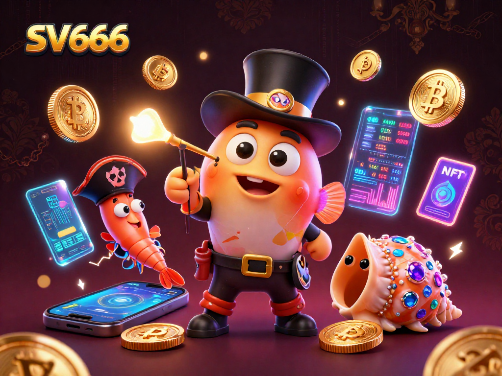 Engage with SV666 in a vibrant casino scene featuring 3D cartoon characters and dynamic elements.