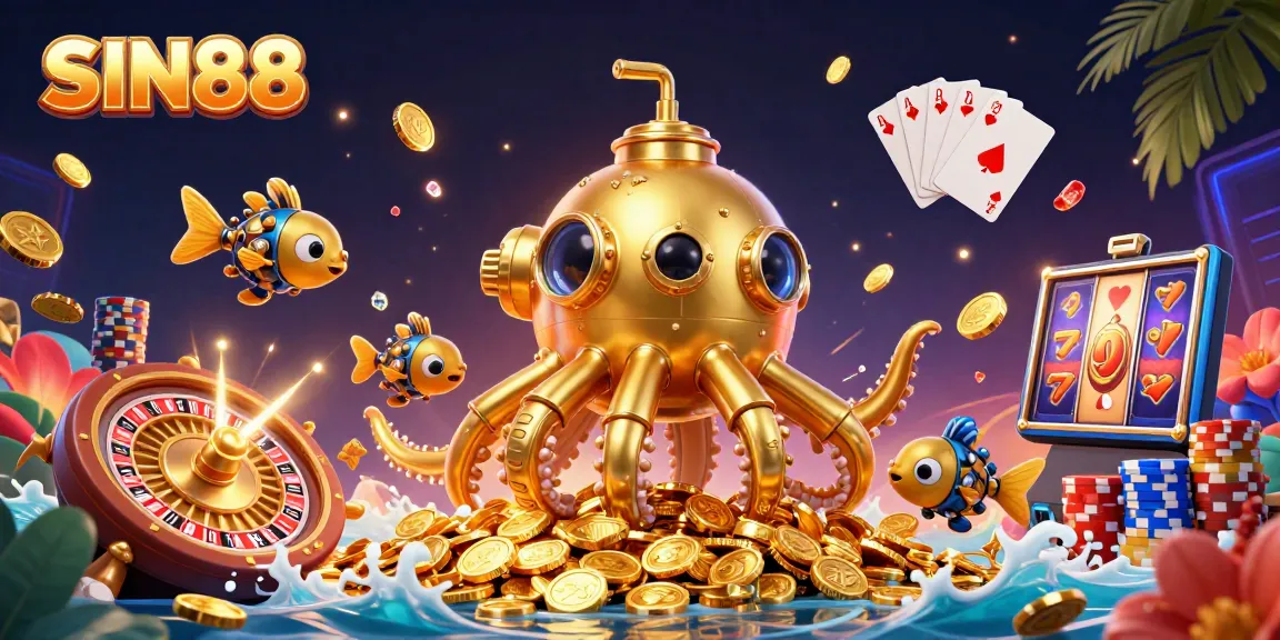 Experience winning strategies at SIN88 with a vibrant underwater casino scene full of bustling action.