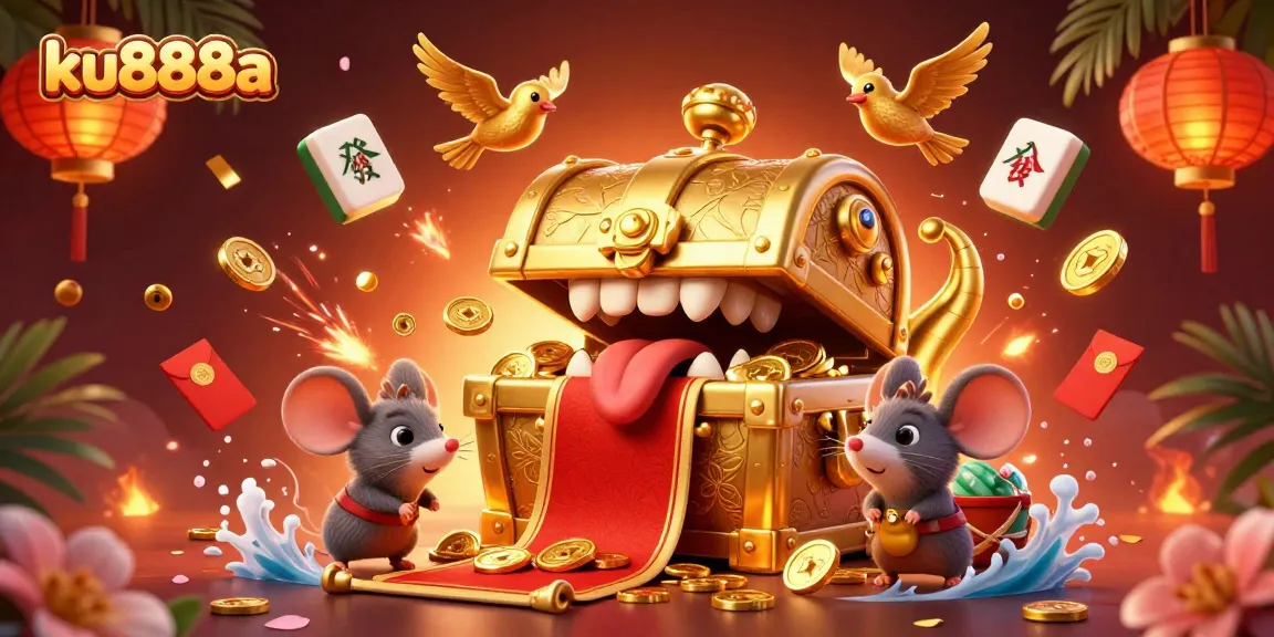Experience thrilling adventures with ku888a as golden treasures and festive elements fill the scene.