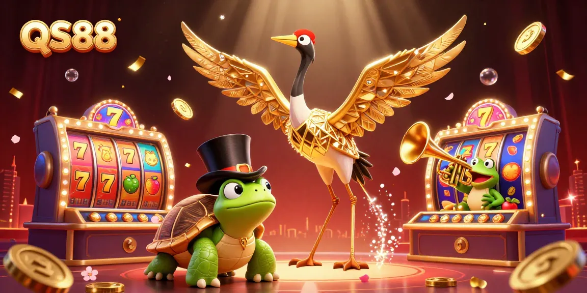 Experience exciting gameplay at QS88's vibrant casino with colorful slot machines and whimsical characters.