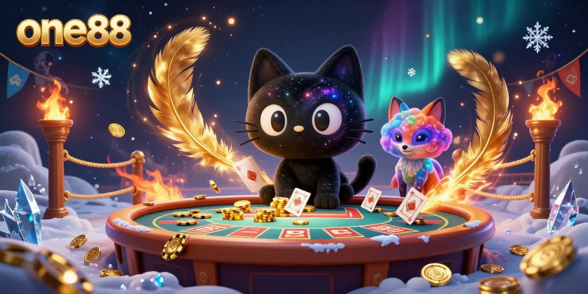 Engage with one88's cosmic casino adventure featuring a black hole cat and nebula fox.