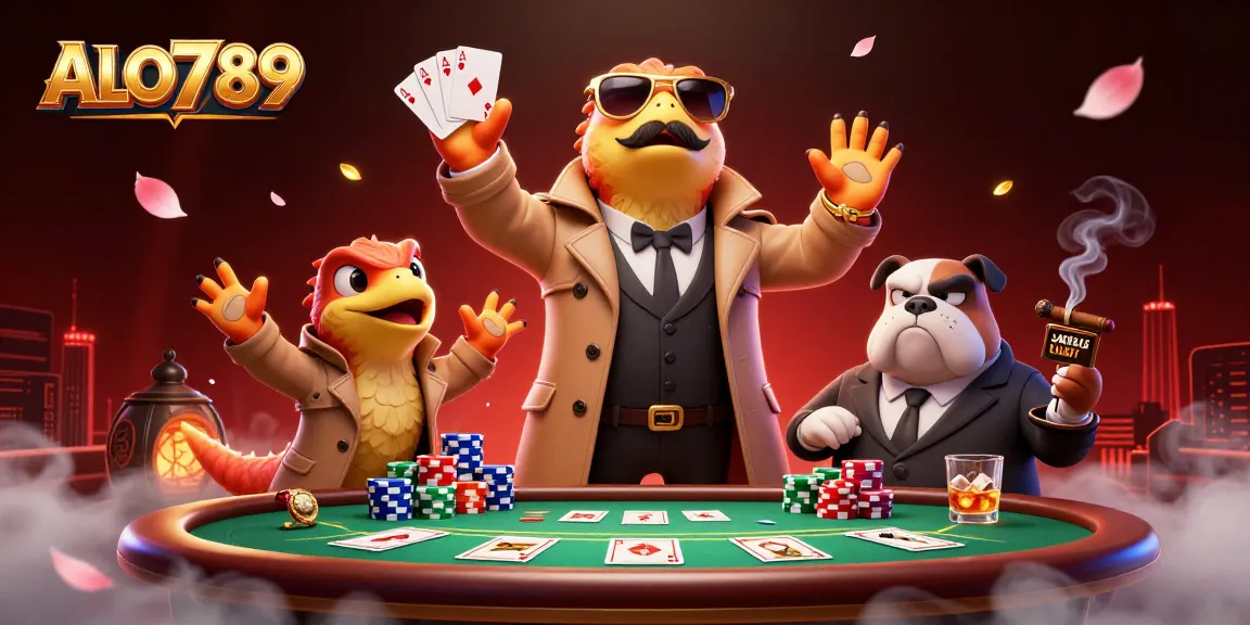 Experience thrilling gambling with ALO789 featuring raptors at a casino lounge entrance.