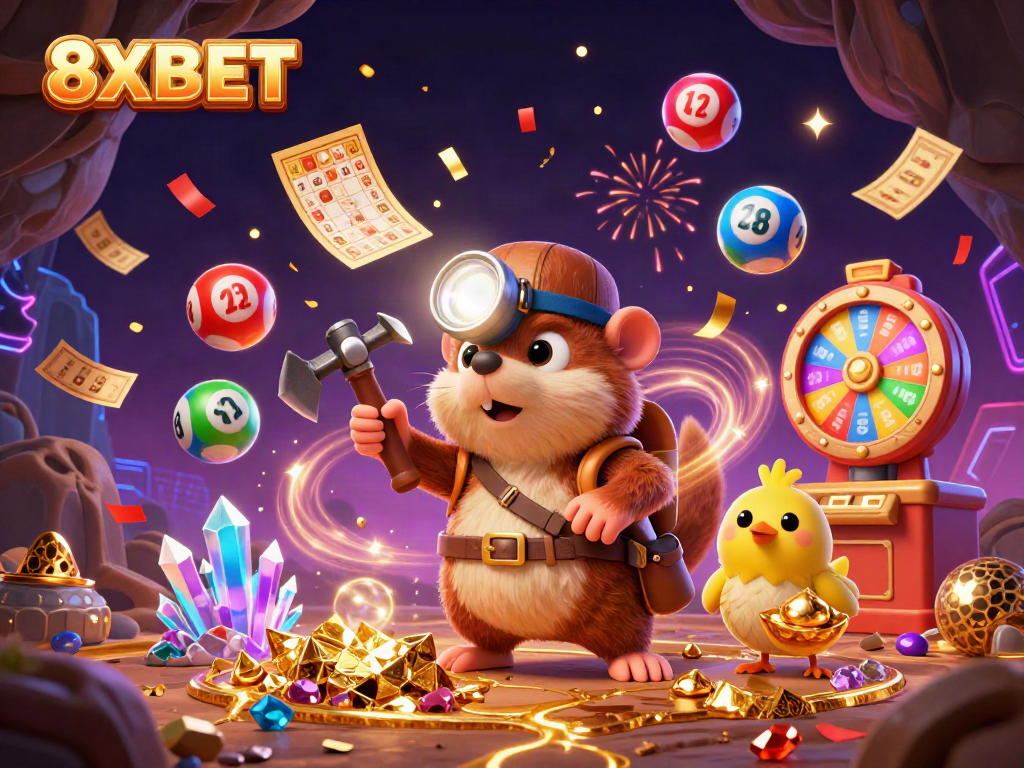 Experience thrilling gameplay with 8XBET, where vibrant lottery elements come alive in a rich casino environment.