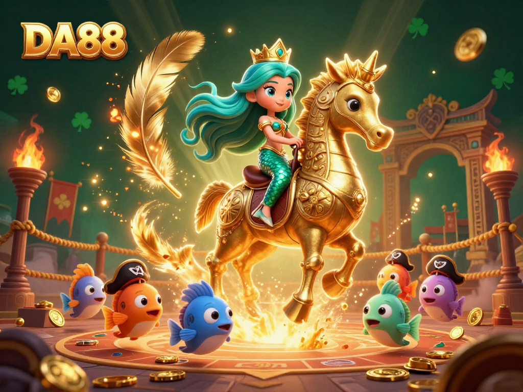 Catch the excitement at DA88 with a 3D mermaid princess and casino elements swirling around.