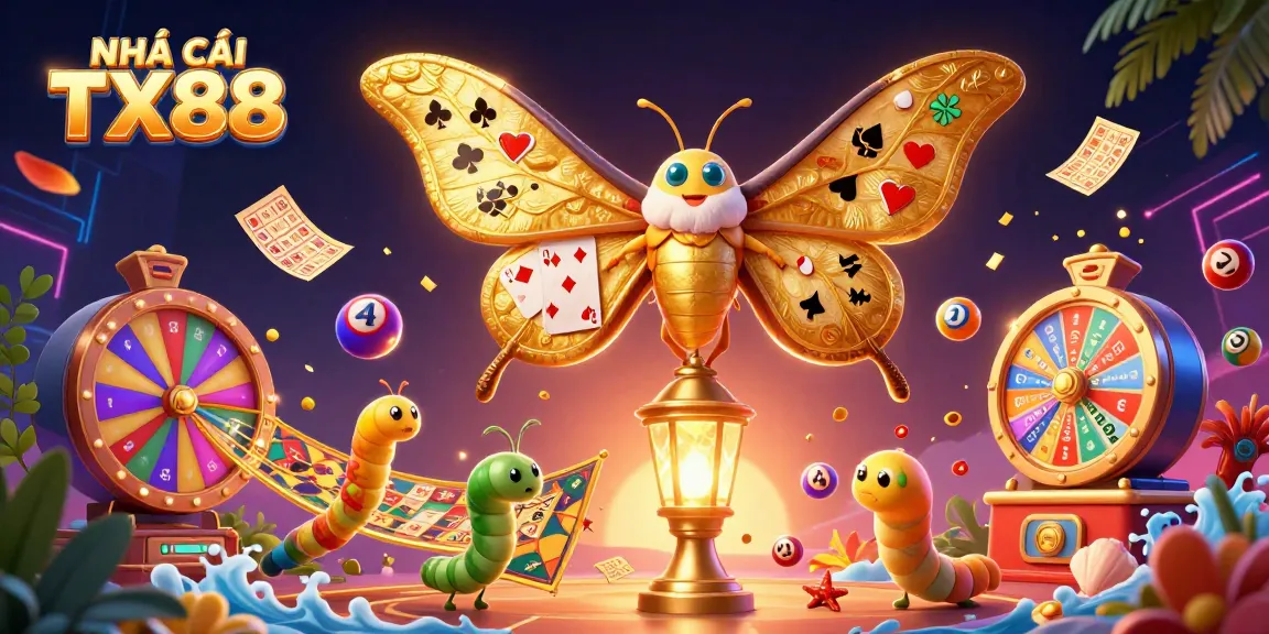 Experience the excitement of NHÀ CÁI TX88 with a vibrant 3D illustration of casino themes.