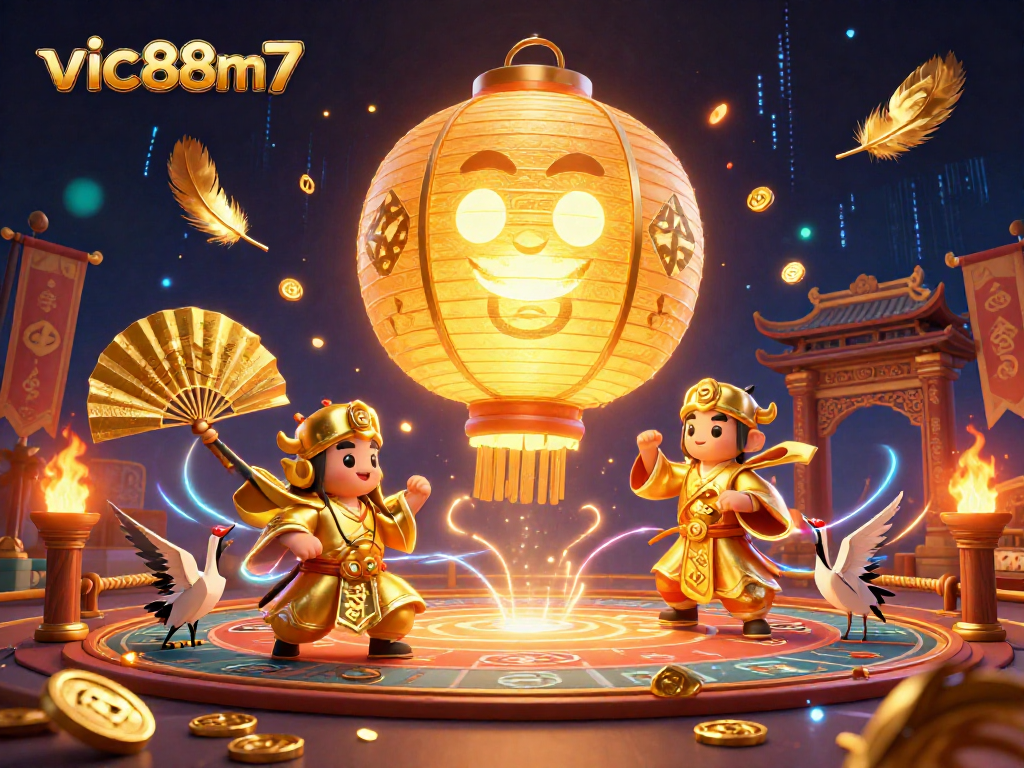 Experience the thrilling world of vic88m7 with an enchanting casino illustration of floating spirits and dynamic game elements.
