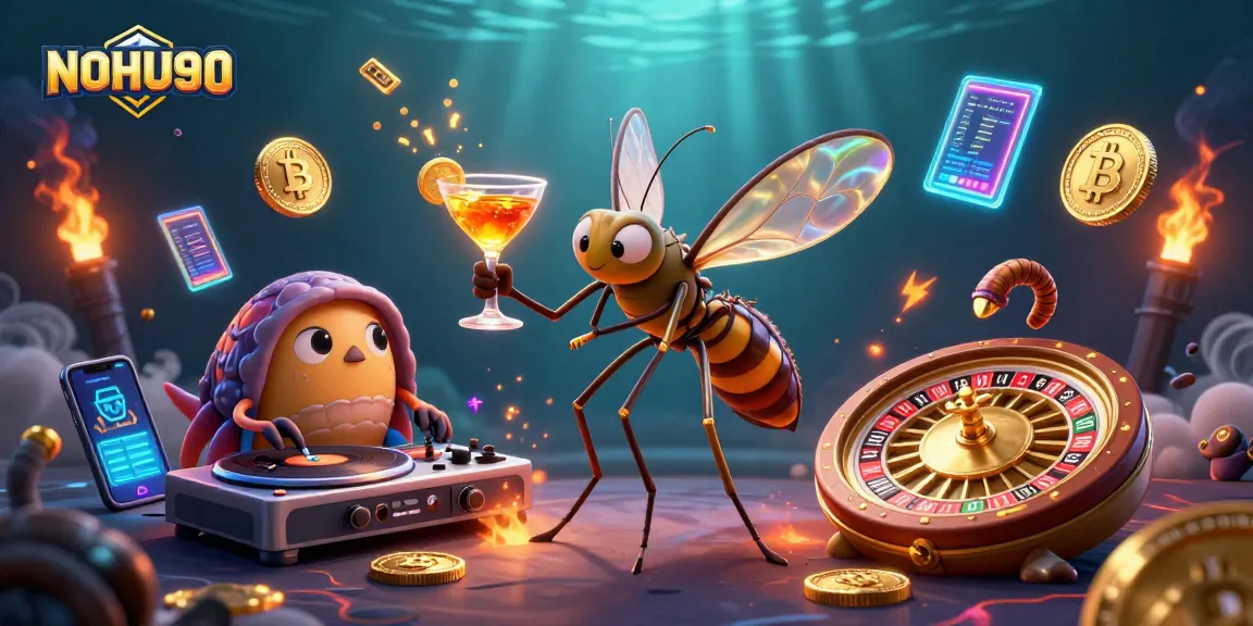 Engage with NOHU90 for thrilling casino experiences, featuring a vibrant 3D illustration of unique characters.