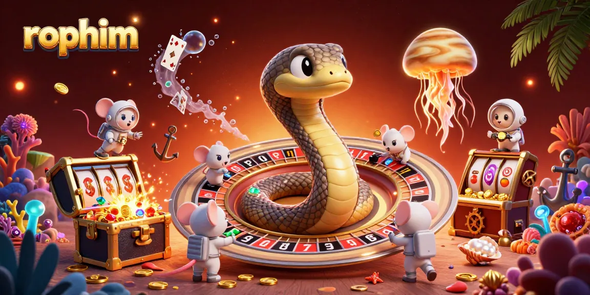 Experience rophim betting thrills in a colorful 3D illustration of casino themes and cosmic characters.