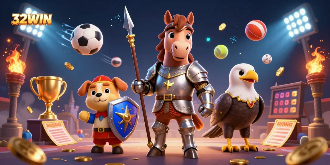 Experience thrilling games with 32WIN's dynamic gambling scene and captivating characters.