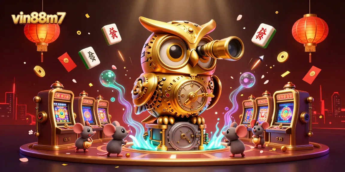 Explore the luxurious world of vin88m7's casino experience with a rich illustration featuring vibrant characters and games.