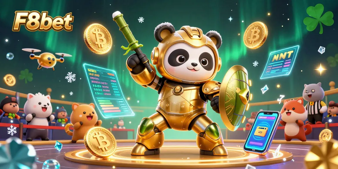 Engage with exciting gameplay at F8bet, featuring dynamic crypto elements and lively panda characters.
