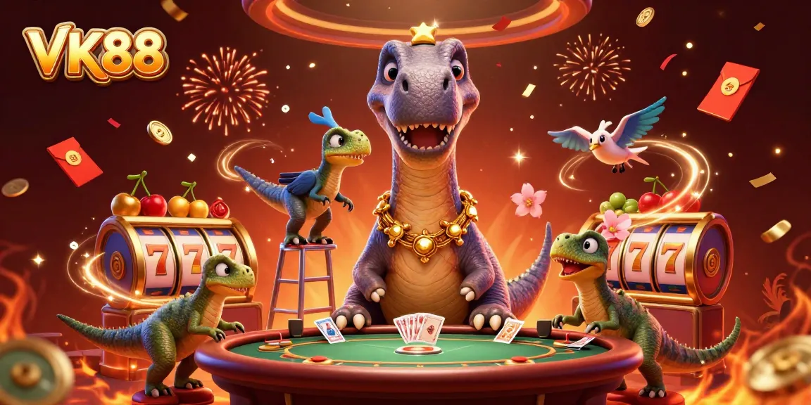 Experience winning thrills at VK88 with vibrant casino action and animated characters.