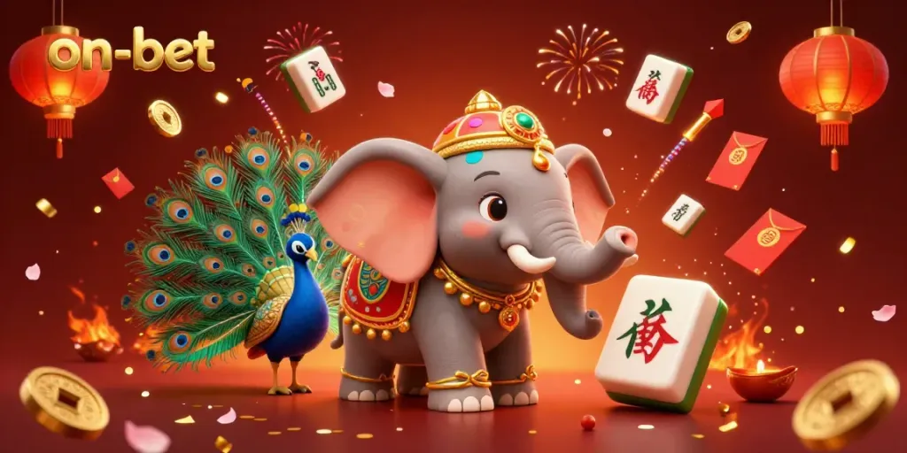 Win big at on-bet with a vibrant 3D casino scene showcasing colorful characters and dynamic game elements.