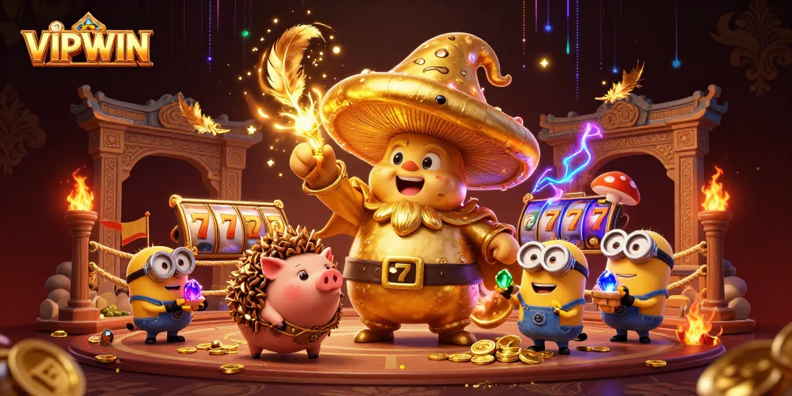 Experience VIPWIN's enchanting gaming adventure with a magical golden wizard and treasures.