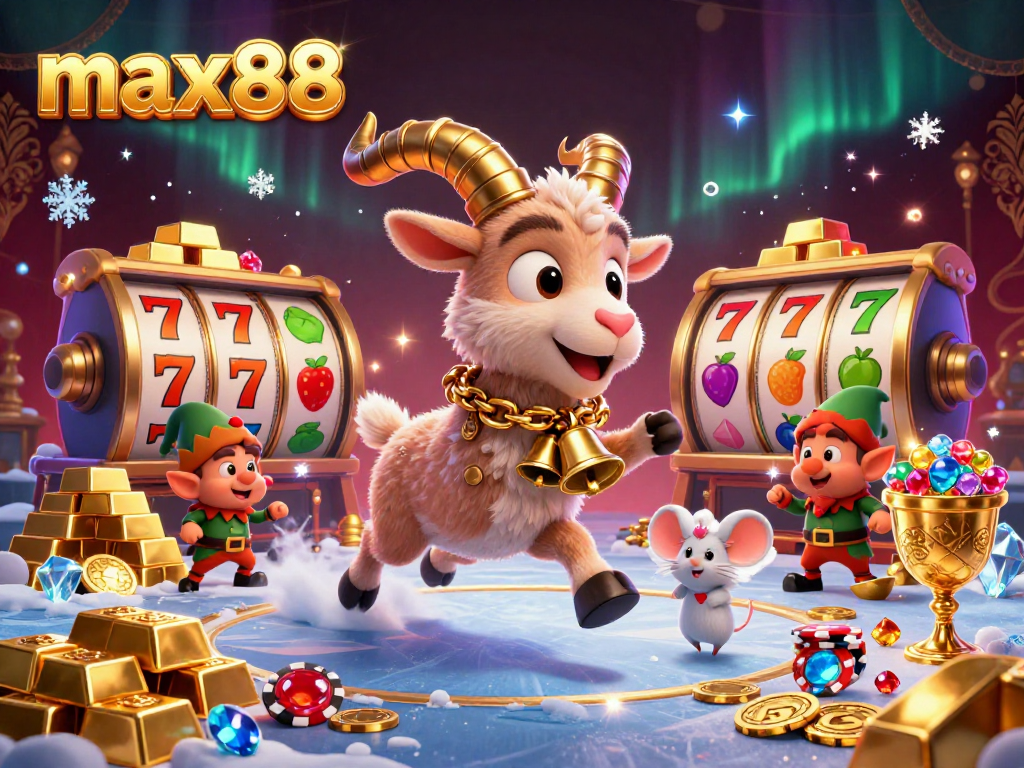 Max88 entertains with a festive casino featuring Krampus, angels, and naughty elves stealing chips.