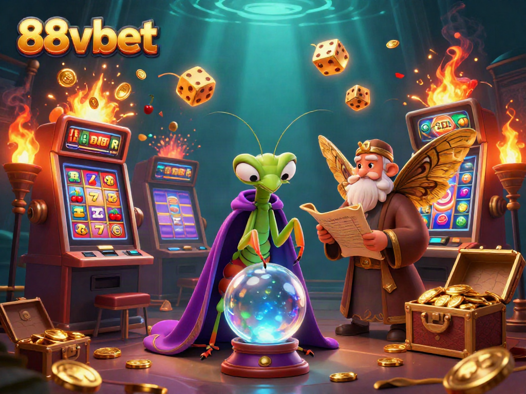 Join the mystical journey of 88vbet with a fortune teller and vibrant casino elements in 3D.