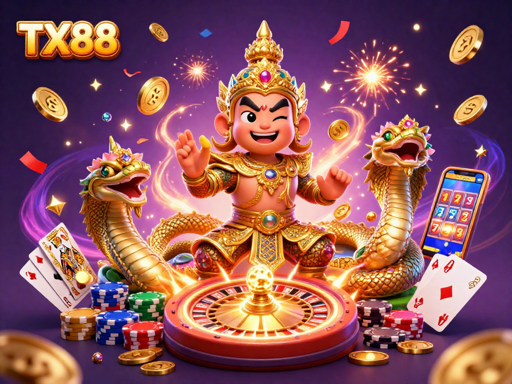 Experience the excitement of TX88 with vibrant casino action, featuring magical guardians and treasure.