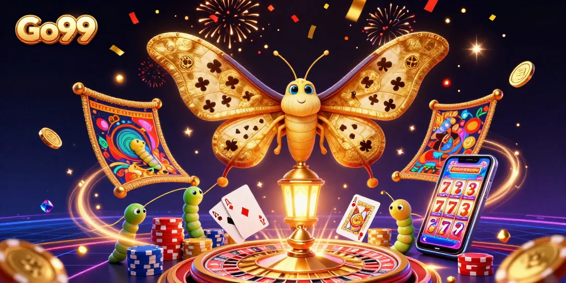 Experience the thrill of Go99 with vibrant 3D casino visuals showing dynamic game elements and festive atmosphere.