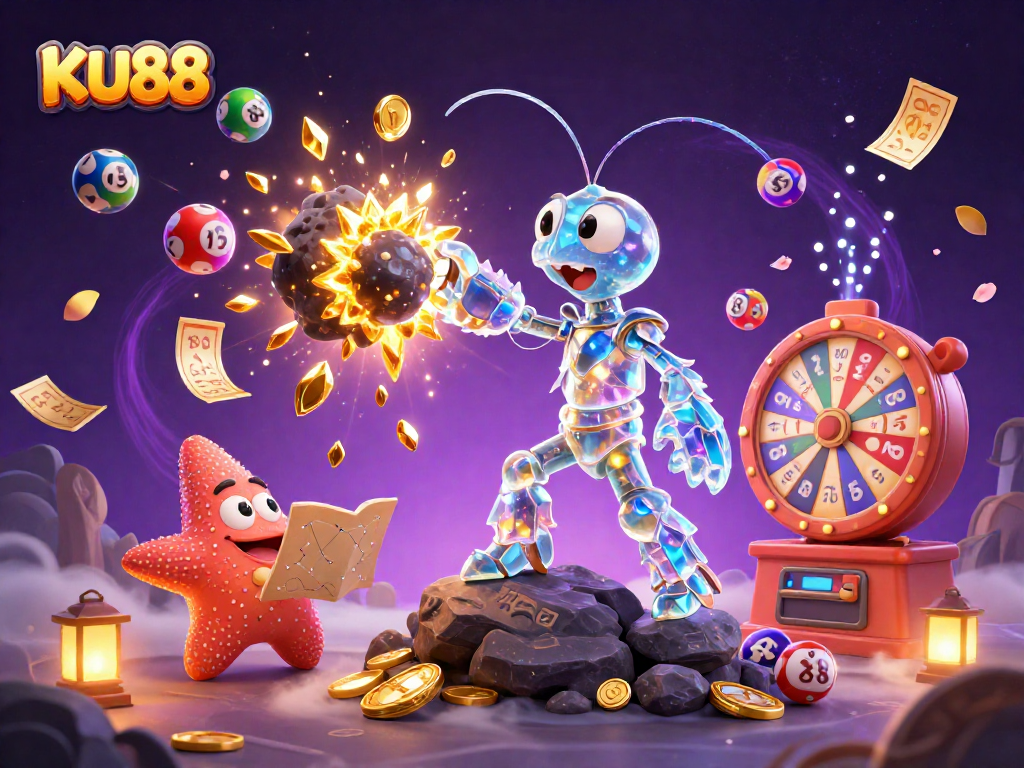 Engage with KU88's vibrant casino world in a 3D galactic scene of fortune.