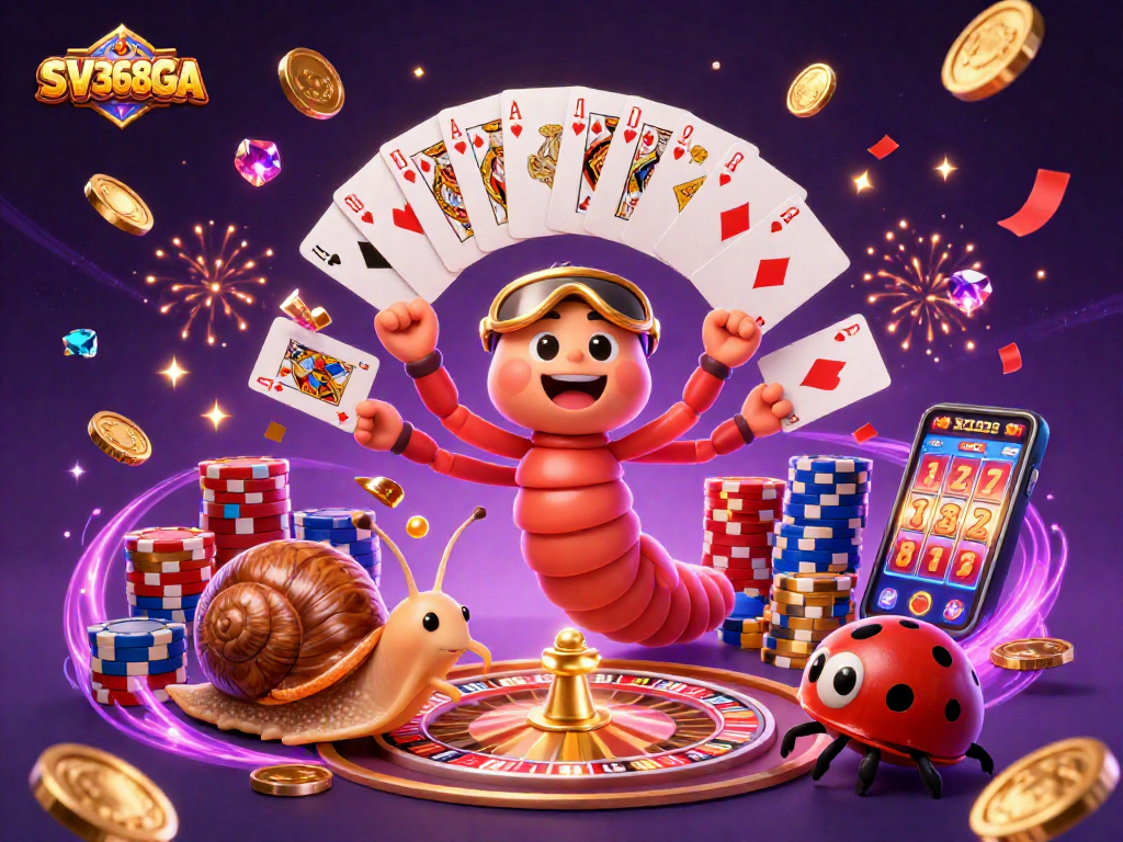 Engage in thrilling gameplay with SV368GA’s vibrant 3D casino scene featuring colorful characters.