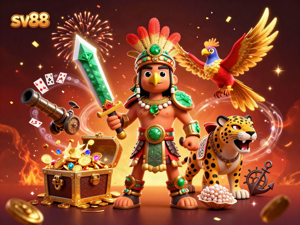 Play vibrant games at sv88 with gold coins and colorful gems raining down.