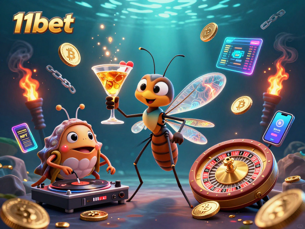 Experience the thrilling action of crypto-gaming with 11bet's ultra-detailed 3D casino illustration.