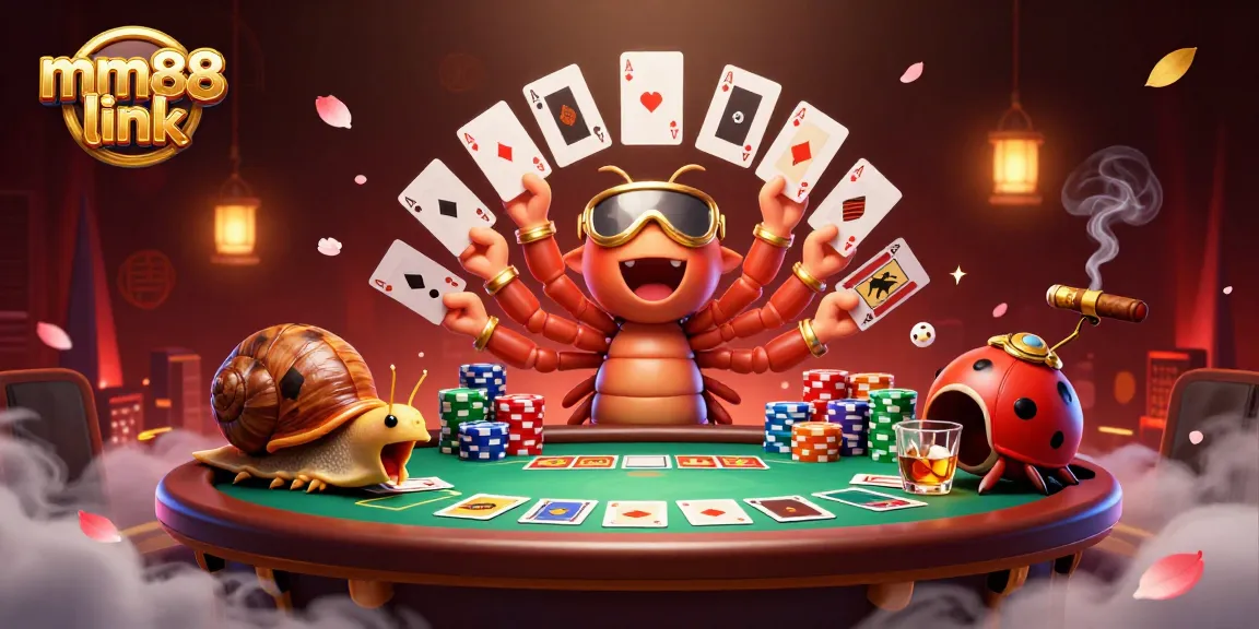 Engage with the mm88 link featuring thrilling casino excitement, icons of poker and vibrant chip stacks.