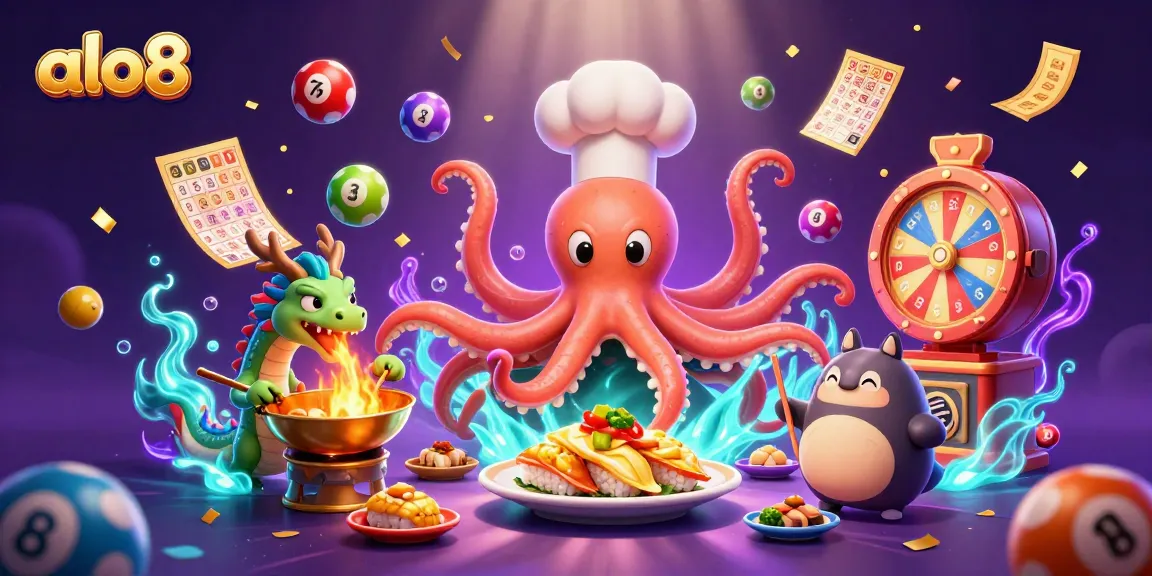 Engage with the magic of gambling at alo8 featuring a lively sushi chef octopus and dragon.