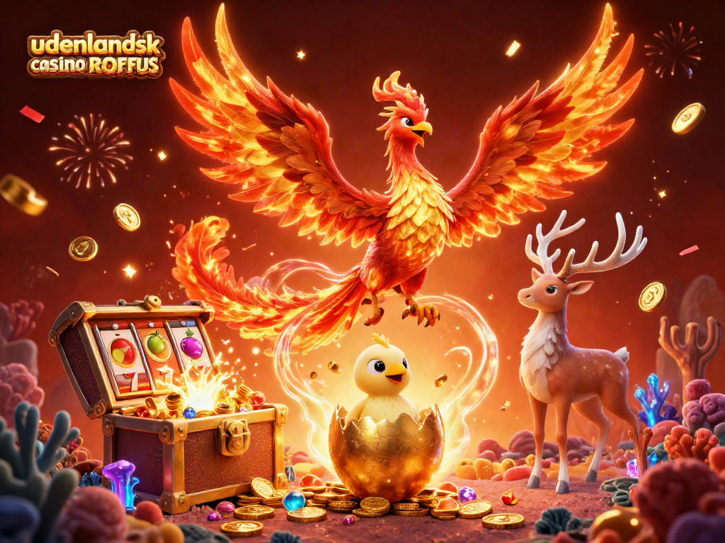 Experience the magic of udenlandsk casino uden ROFUS with dynamic slot reels, a phoenix, and treasures!