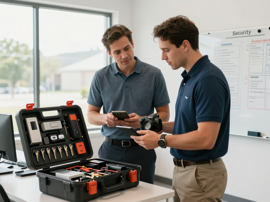 Commercial locksmith Port St. Lucie providing expert security consultation in a modern office.