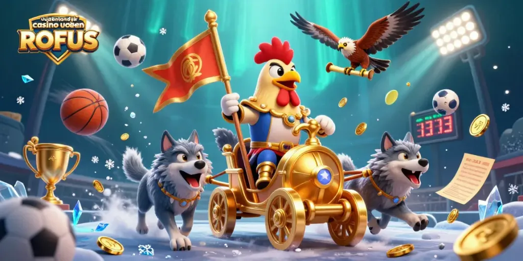 Engage with udenlandsk casino uden ROFUS through thrilling sports betting action in a vibrant 3D illustration.