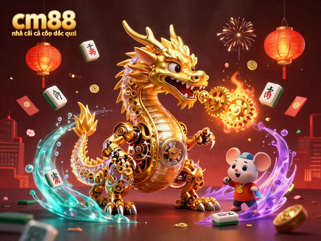 Experience thrills at cm88 nhà cái cá cược độc quyền with a vibrant 3D dragon casino illustration.